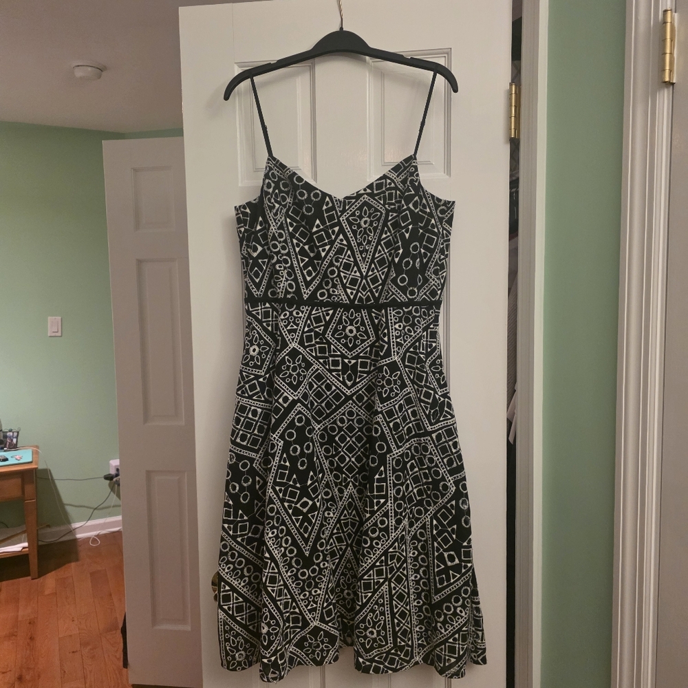 Navy and White Patterned Dress